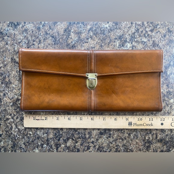 Rolfs Map Holder Faux Carmel Leather Vintage Car Buckle Closure Canvas Interior - Picture 6 of 6